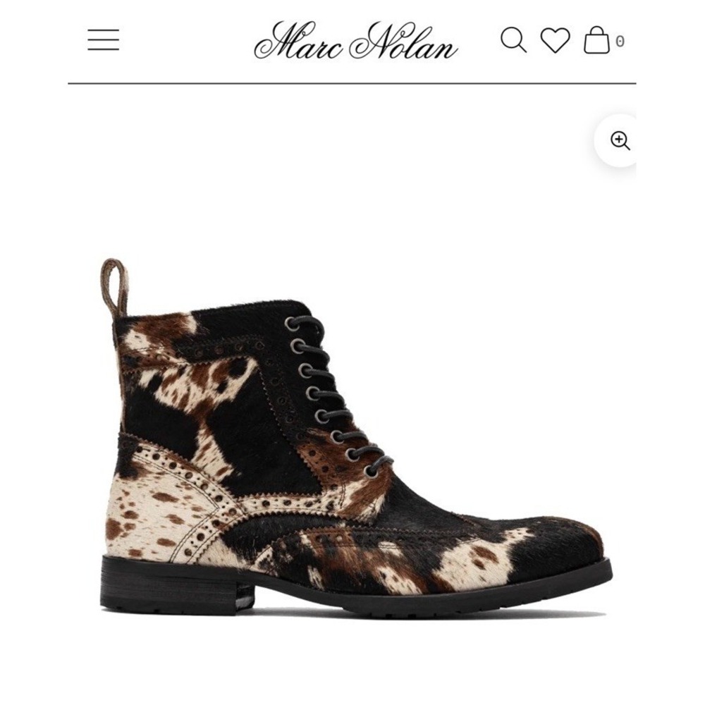Marc Nolan Men's Belmont Wingtip Pony Hair Boots 8 M Dark Horse Combat Western